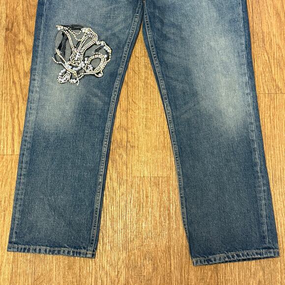 Stella McCartney Crystal Embellished Medium Wash Denim Jeans Size 30 - Picture 4 of 16